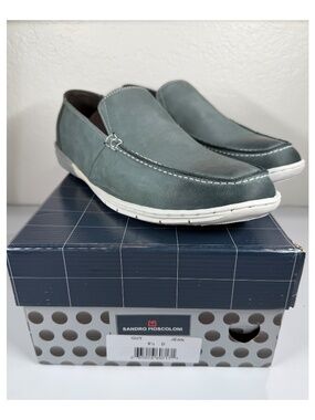 SANDRO MASCOLONI NIB GUY DOUBLE GORE MOC TOE LEATHER SLIP-ON LOAFERS. SIZE 9.5 M